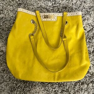 Kate Landry Yellow Tote Bag with Dotted Design